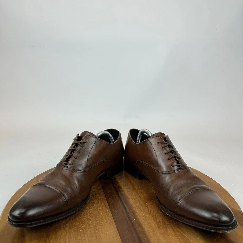 Mens Too Boot‎ New York Brown Burnished Leather Brouge Dress Oxfords Size 11.5 D